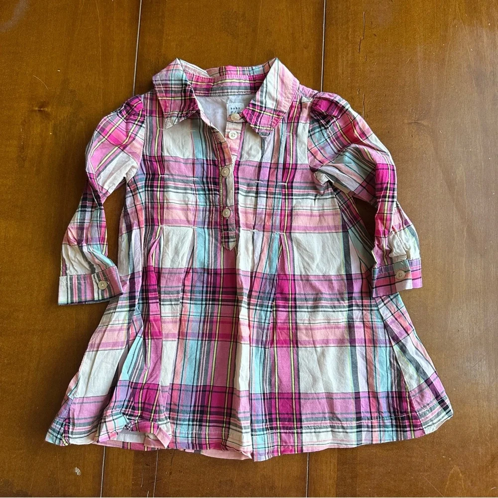 Baby Gap|Plaid Pink Collared Dress|Size 18-24m Long Sleeve Button down - Picture 1 of 5